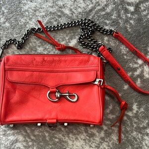 Rebecca Minkoff Red Crossbody Bag with Chain Strap